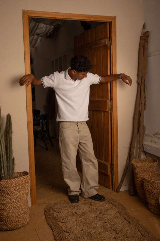 The Omeny textured polo - White Edition