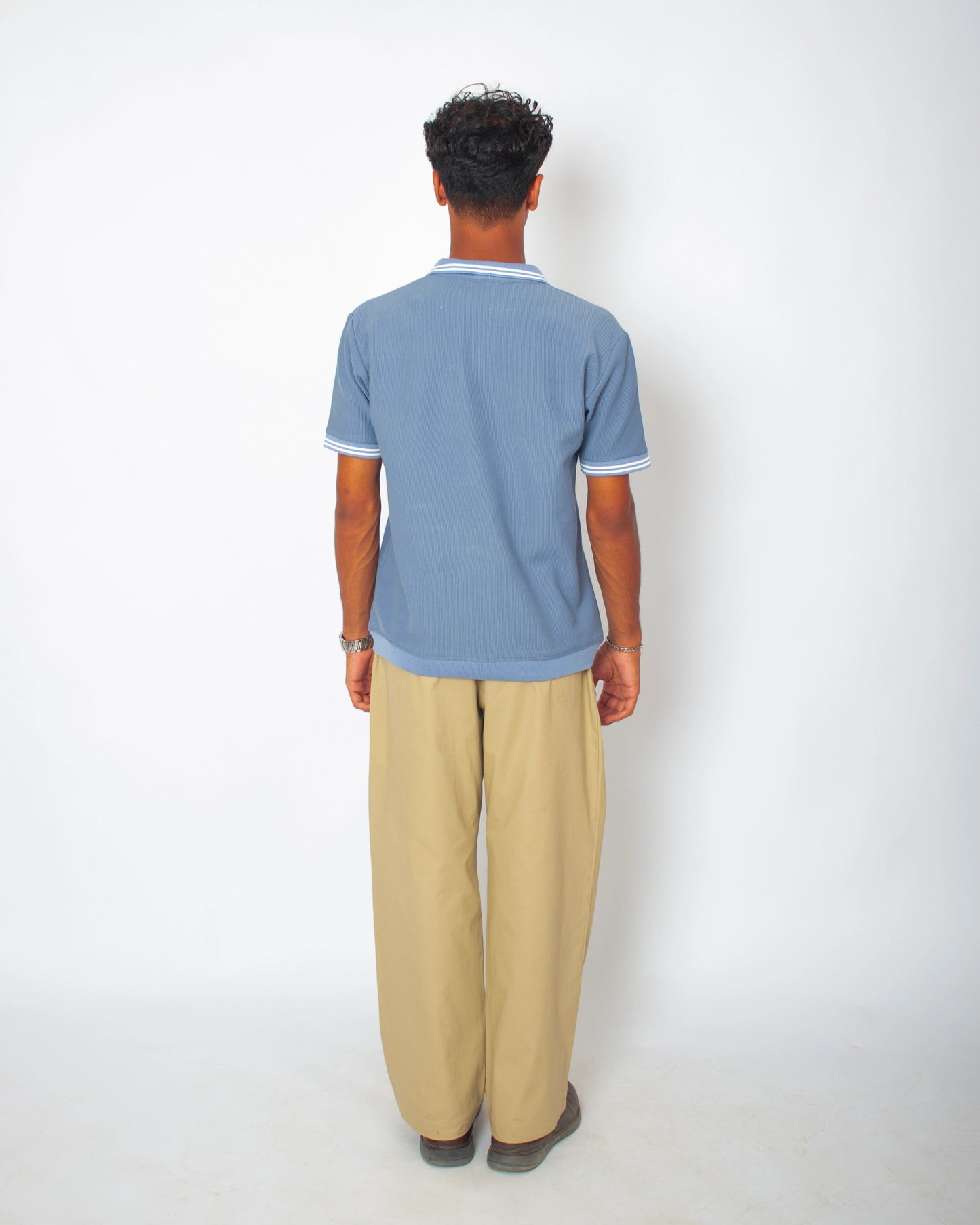 The Omeny textured polo - Light blue Edition
