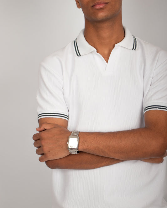 The Omeny textured polo - White Edition