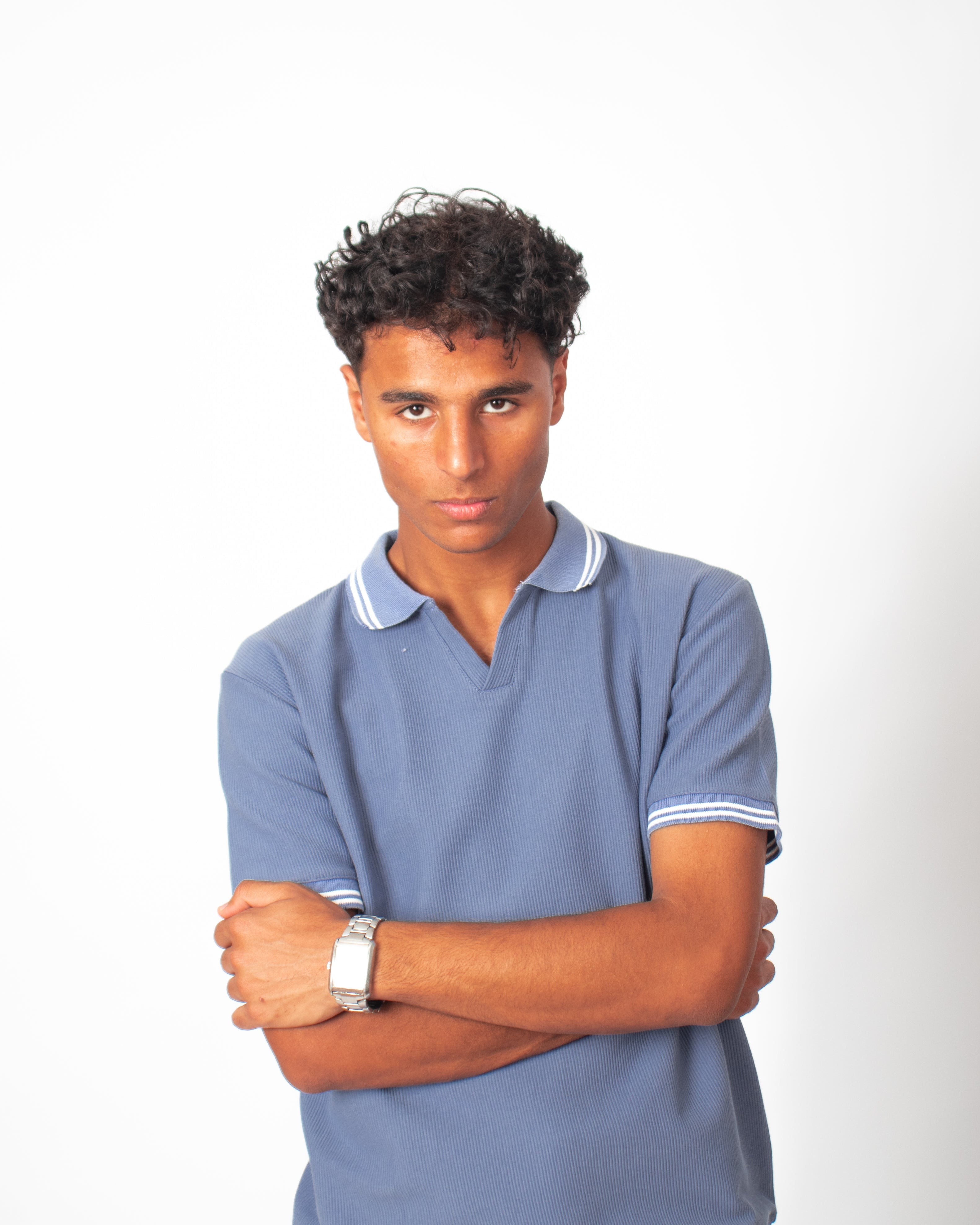 The Omeny textured polo - Light blue Edition