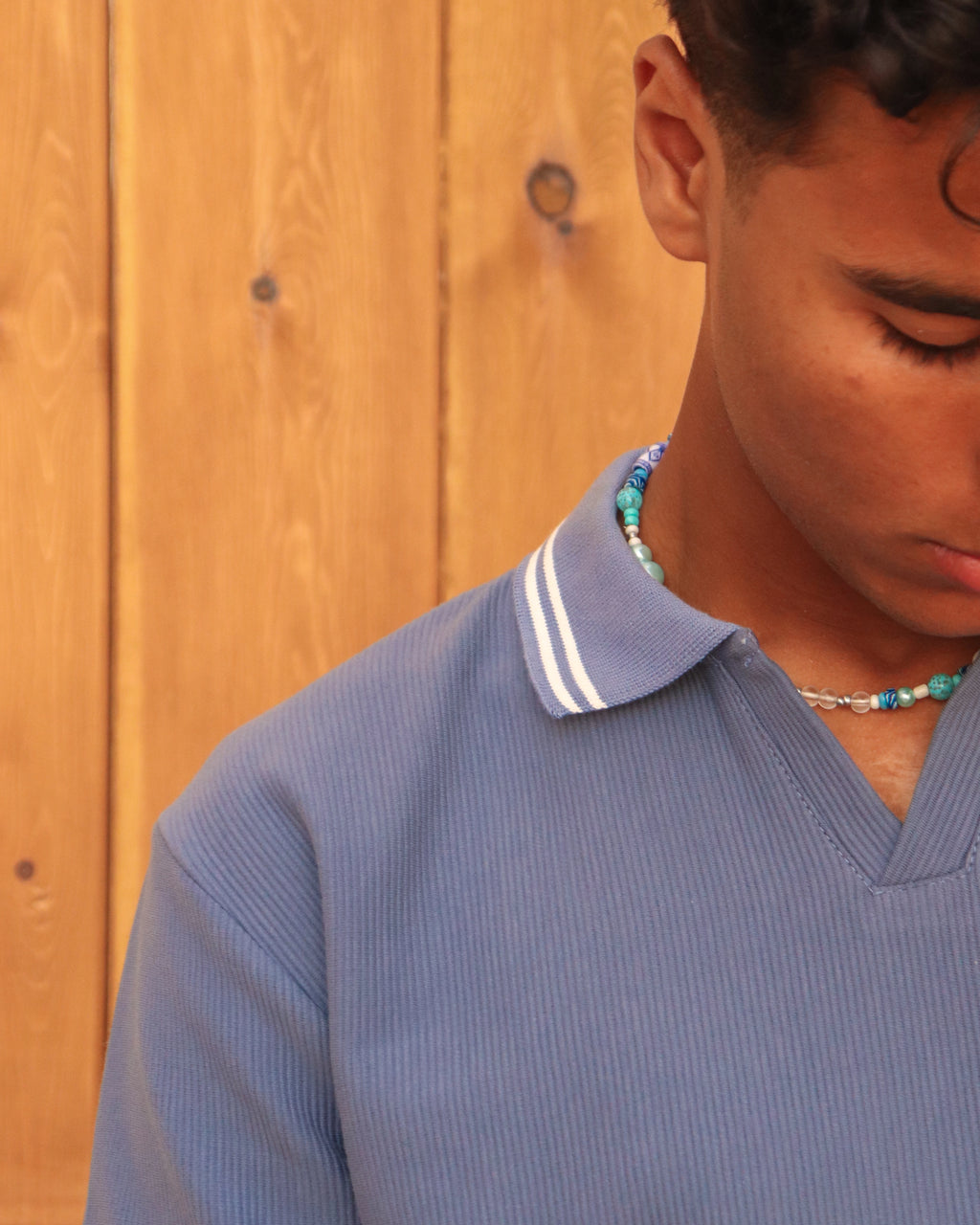The Omeny textured polo - Light blue Edition