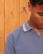 The Omeny textured polo - Light blue Edition